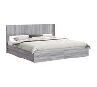 Rama de cama con almacenamiento integrado y cabecero 3 piezas, estructura de madera ingenieril con espacio de almacenamiento, base de listones robusta, estilo moderno para 140 kg, fácil montaje