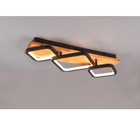 RAMA PLAFONIERA LED 32W 3800lm, 3000K 3 QUADRATI NERI CON BASE LEGNO NATURALE DIMMERABILE CON INTERRUTTORE L. 68CM