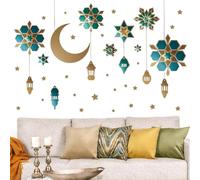 Ramadan - Adesivo da parete musulmano Ramadan Kareem, decorazione da parete Eid Mubarak, 3D Ramadan, luna e stella, decorazione Ramadan, adesivo da parete per la casa