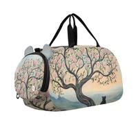 Ramadan Crescent Moon Viola Ragazzi Carry on Duffel Toddler Weekender Borse Da Viaggio Duffle Borse Ragazze Tote Bambini Palestra Duffle, Bizzarro Gatto Albero Rosa, classico