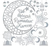 Ramadan Decorazioni per Casa, 3D DIY Eid Mubarak Autoadesivo Stickers Art Decor per la Finestra Della Parete, Ramadan Kareem Luna Stella Lanterne Acriliche Decalcomanie per Islamici Musulmani Al-Fitr