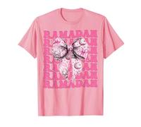 Ramadan Kareem Moschea Luna Musulmana Ragazza Coquette Bow Rosa Maglietta