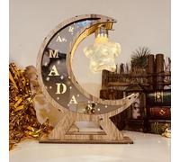 Ramadan, lanterne decorative, Ramadan, lampada a LED in legno, luci decorative Ramadan, musulmane Islam Eid Ramadan, festival, decorazioni a mezzaluna, luce notturna per feste, casa e come regalo