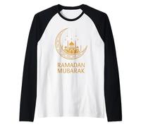 Ramadan Mubarak Felice Digiuno Crescent Moon Islamico Musulmano Maglia con Maniche Raglan