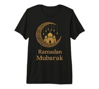 Ramadan Mubarak Felice Digiuno Crescent Moon Islamico Musulmano Maglietta Premium