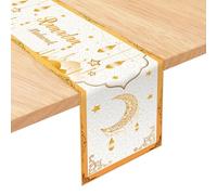 Ramadan Mubarak Runner da Tavola, 180CM Tovaglia da Tavolo Ramadan Eid Mubarak Runner da Tavola Decorazione per La Casa Sala da Pranzo per Feste (Bianco)
