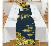 Ramadan Mubarak Runner da Tavola, 186 x 33cm Decorazioni da Tavola Eid Mubarak Runner, Decorazioni per Feste Islamiche, Ramadan Moschea Lanterna Islamica Felice, Eid Mubarak Tavolo Decorazione Ramadan