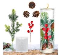 Ramas Navidad Para Jarrones - Set Bayas Rojas Artificiales | Tallos Con Piñas Falsas Para Decoración Hogar Fiesta Bodas Centros Mesa Árbol Manualidades Invierno