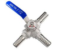 RAMBEX 1pcs 3-Way Ball Valve, 304 Stainless Steel T-Shaped Three Way Hose Barb Ball Valve for Water Adapter Connector(8mm)