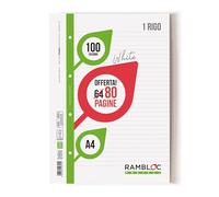 RAMBLOC Ricambio rinforzato Pacco da A4 1Rigo (320 pagine totali) - Carta 100 gr FSC - Massima Durabilità e Qualità per Tutte le Tue Esigenze di Scrittura e Archiviazione
