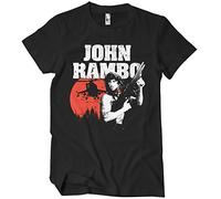 Rambo Licenza Ufficiale John Uomo Maglietta (Nero), XX-Large