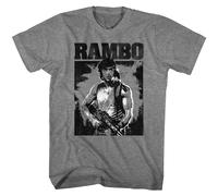 Rambo - Nero E Bianco - Manica Corta - Heather - Adulto - T-Shirt