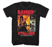 Rambo Part II Collage T-Shirt Manica Corta Adulto Cotone Nero Preshrunk