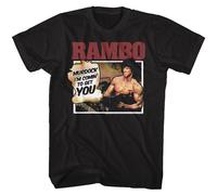Rambo T-Shirt A Maniche Corte Uomo Nero Cotone Girocollo Preshrunk Stampa