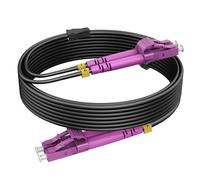 RamboCables Cavo in fibra di vetro corazzato OM4 LC su LC Duplex Multimode, 60 m, cavo in fibra ottica per interni ed esterni, 10 GB, LSZH OD 3 mm, nero