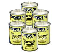 RAMBUE 24 Hour Yartzeit Memorial Candle in Tins (6 Pezzi)-White Perffin Wax Candle Burning Time aprox. 1 Day