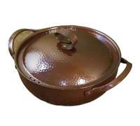 Rame Martellato Pentola in rame vintage, utensile da cucina caldo con struttura a martello for bollire, cuocere a fuoco lento e stufare la pasta(M-24cm)