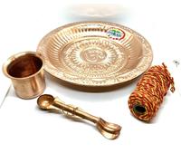 Rame Preghiera Puja Thali Panch Patra Utensile Santo Acqua Pot Cucchiaio Moli