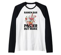 Ramen Bar Poser Ma Rendere Boba Mascotte Carino Maglia con Maniche Raglan