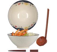 Ramen Bowl Set di ciotole giapponesi, in ceramica, Ramen Bowl con cucchiaio, 1200 ml, ciotola per rame, ciotole per cereali, insalata