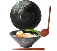 Ramen Bowl Set di ciotole giapponesi, in ceramica, Ramen Bowl con cucchiaio, 1200 ml, ciotola per rame, ciotole per cereali, insalata