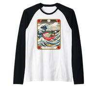 Ramen Bowl Surfing The Great Wave off Kanagawa Tarocchi Maglia con Maniche Raglan