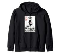 Ramen Cat UFO Arte Giapponese Anime Kawaii Neko Gatti Neri Felpa con Cappuccio