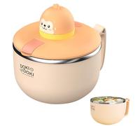 Ramen Ciotola con coperchio, grande, 1200 ml, istantanea, con timer, ciotola istantanea con manici, ciotola per pasta portatile, in acciaio inox 304, per tagliatelle, frutta, pranzo, insalate