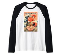 Ramen Fox Cute Japanese Noodle Lover Retro Anime Kawaii Ezo Maglia con Maniche Raglan