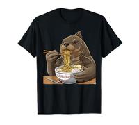 Ramen Giapponese Mangiare Pesce Gatto Kawaii Noodles Bowl Anime Maglietta