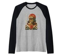Ramen Kaiju Monster Giapponese Amante Birthday Maglia con Maniche Raglan