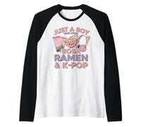 Ramen KPOP Solo Un Ragazzo Che AMA Boba Ramen & K-Pop K Pop Boy Maglia con Maniche Raglan