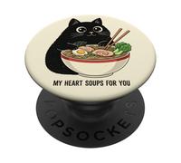 Ramen Mangia Gatto | Le mie zuppe di cuore per te Uomini Donne PopSockets PopGrip Adesivo