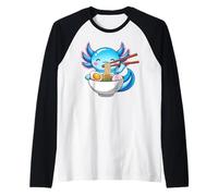 Ramen Noodle Japanese Anime Manga Ramen Kawaii Axolotl Maglia con Maniche Raglan