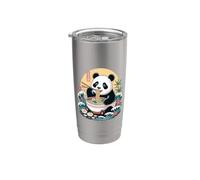 Ramen Panda Mangiare Tagliatelle Con Bambù Onde Bicchiere termico in acciaio inox doppia parete