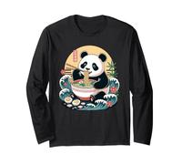 Ramen Panda Mangiare Tagliatelle con bambù Onde Maglia a Manica