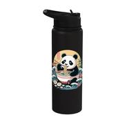 Ramen Panda Mangiare Tagliatelle Con Bambù Onde Stainless Steel Insulated Water Bottle