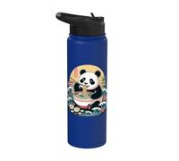 Ramen Panda Mangiare Tagliatelle Con Bambù Onde Stainless Steel Insulated Water Bottle