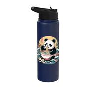 Ramen Panda Mangiare Tagliatelle Con Bambù Onde Stainless Steel Insulated Water Bottle