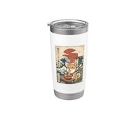 Ramen Shiba Inu Cane Giappone Ukiyo-e Style Great Wave Art Bicchiere termico in acciaio inox doppia parete