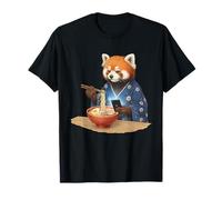 Ramen Vintage Giapponese Rosso Panda Noodle Ciotola Telefono Scorrimento Maglietta