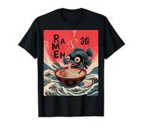 Ramen Wave Fish Funny Japanese Noodle Lover Art Design Maglietta