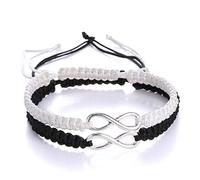 RAMESON - 2 braccialetti intrecciati a distanza infinita per lui e per lei, braccialetto regolabile per gli amanti per sempre, amico, 8 inches, filo di cera