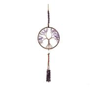 RAMGLYO Albero della Vita Decorazione Appesa per Specchietto Retrovisore Auto, Pietre Chakra 7, Cristalli Curativi, Accessori Interni Auto, Reiki, Porta Fortuna, Meditazione (D)