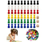RAMGLYO Pedine Dama e Scacchi, 60 Pezzi (6 Colori) + 6 Dadi da 2 cm, Dimensioni Standard per Token Economy Bambini e Giochi da Tavolo