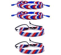RAMGLYO Set 4 Bracciali Intrecciati a Mano Francesi - Corda Regolabile Tricolore Blu Bianco Rosso - Accessorio Patriottico Unisex per Sport, Festival e Tempo Libero