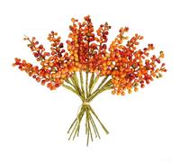 Rami decorativi di bacche artificiali per uso interno, con bacche realistiche sugli steli per migliorare ghirlande e decorazioni per albero di Natale (arancione)