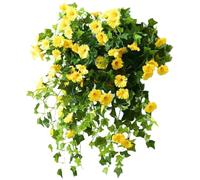 Rami di fiori finti lunghi e da appendere alla parete, decorazione per feste e feste, glicine, decorazione per matrimoni, rampicante artificiale (giallo, taglia unica)