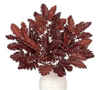 Rami di foglie di quercia finte, 5 pezzi, steli di foglie autunnali per vasi, steli autunnali bordeaux da 45,7 cm, rami di quercia artificiali, ramo di querce finte per decorazione autunnale
