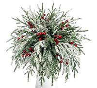 Rami di ghirlande di Natale - Scelti natalizi da 10 pollici | Rametti artificiali in PE - Decorazioni di cedro e bacche rosse per ghirlande, centrotavola e alberi, perfetti per la casa, il portico e l